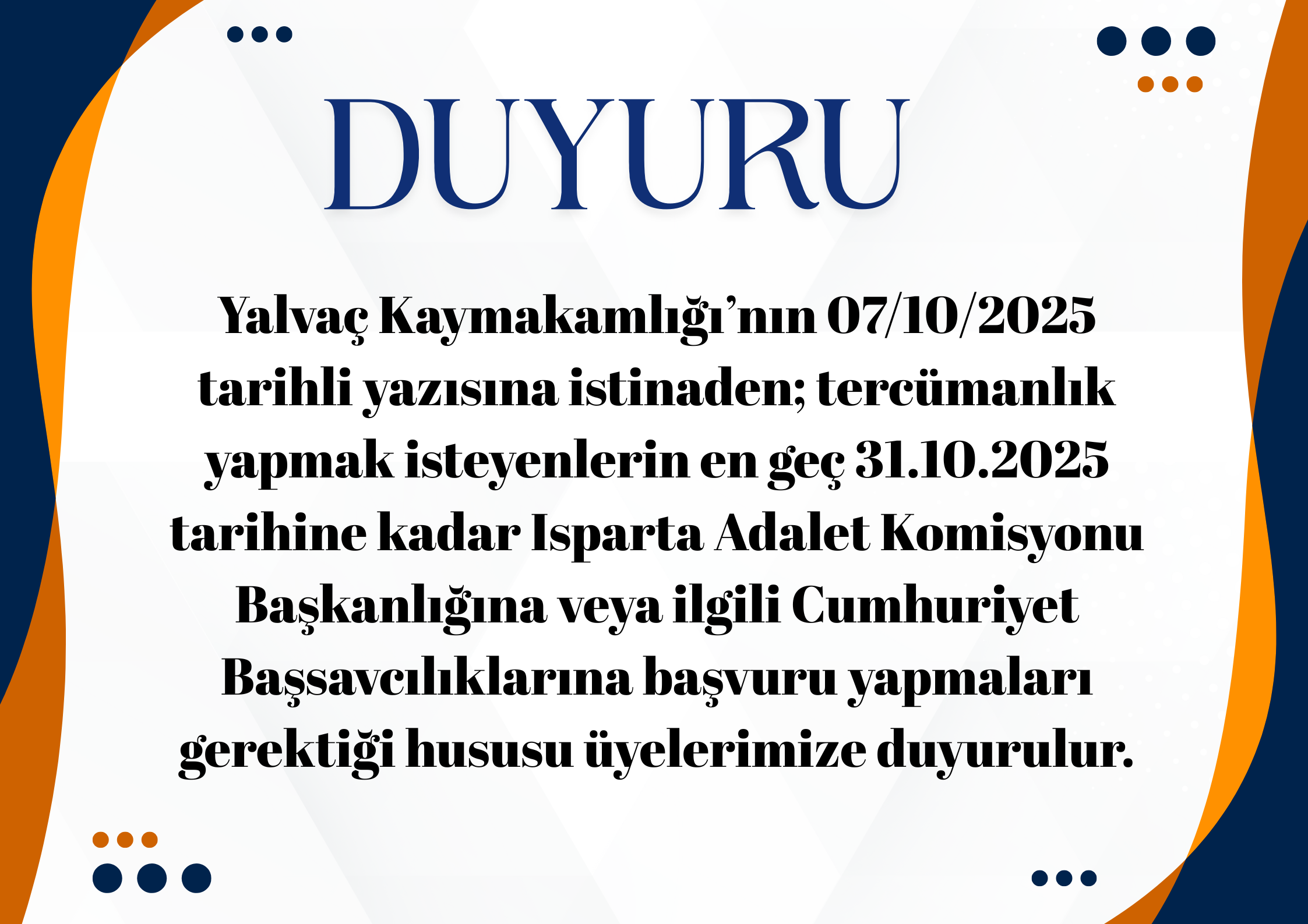 TERCÜMANLIK YAPMAK İSTEYENLER İÇİN DUYURU